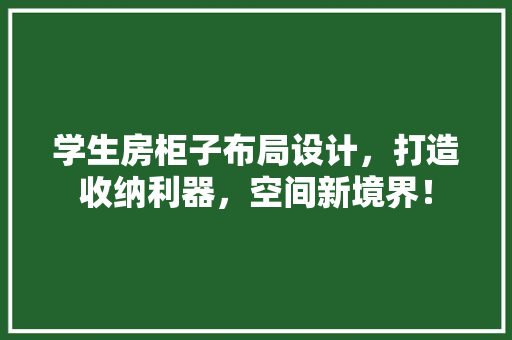 学生房柜子布局设计，打造收纳利器，空间新境界！