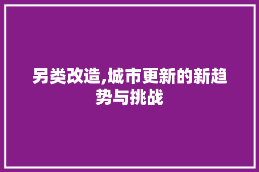 另类改造,城市更新的新趋势与挑战