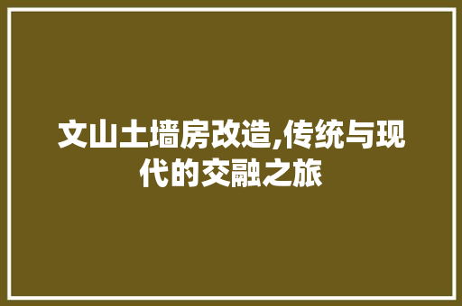 文山土墙房改造,传统与现代的交融之旅