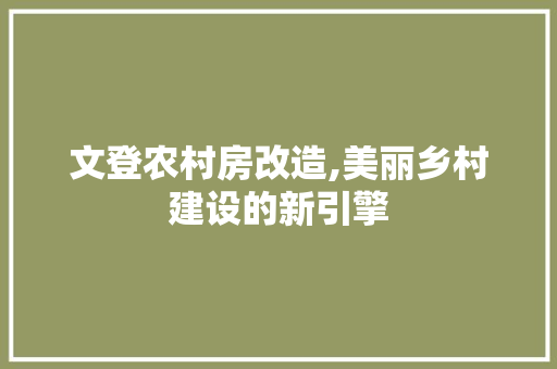 文登农村房改造,美丽乡村建设的新引擎