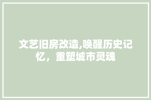 文艺旧房改造,唤醒历史记忆，重塑城市灵魂