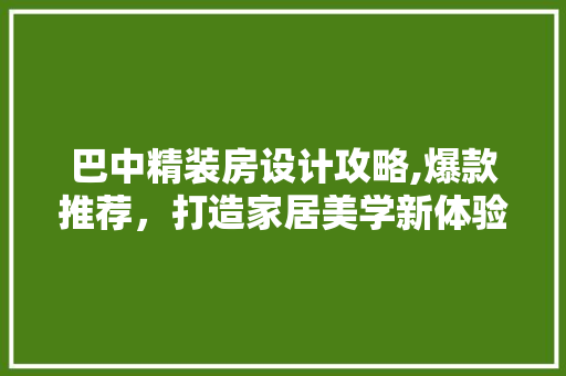 巴中精装房设计攻略,爆款推荐，打造家居美学新体验！