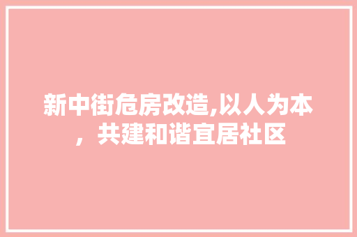 新中街危房改造,以人为本，共建和谐宜居社区