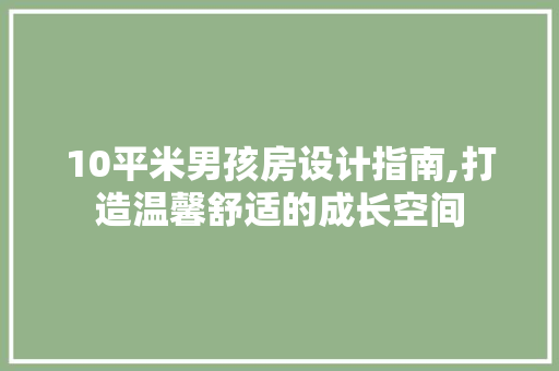 10平米男孩房设计指南,打造温馨舒适的成长空间