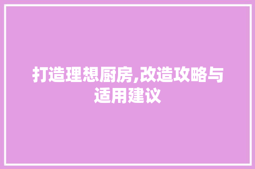 打造理想厨房,改造攻略与适用建议
