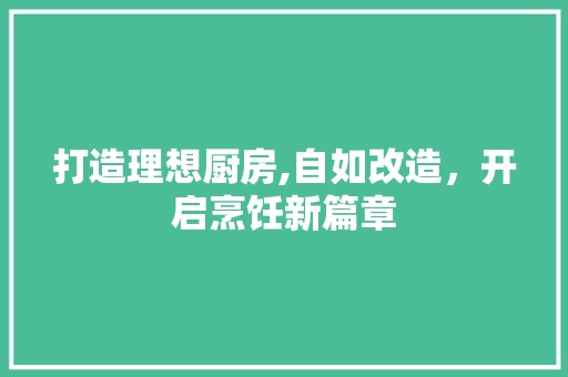打造理想厨房,自如改造，开启烹饪新篇章