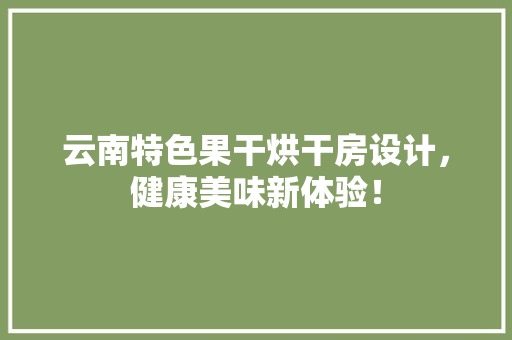 云南特色果干烘干房设计，健康美味新体验！