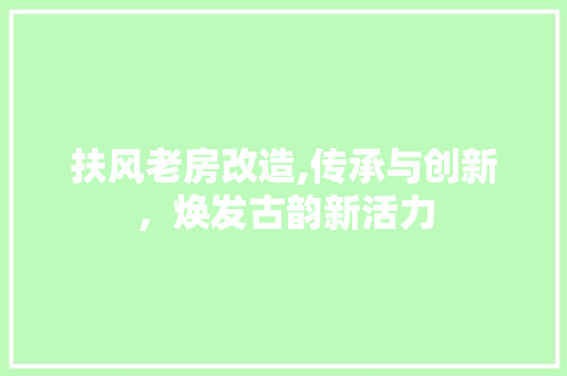 扶风老房改造,传承与创新，焕发古韵新活力