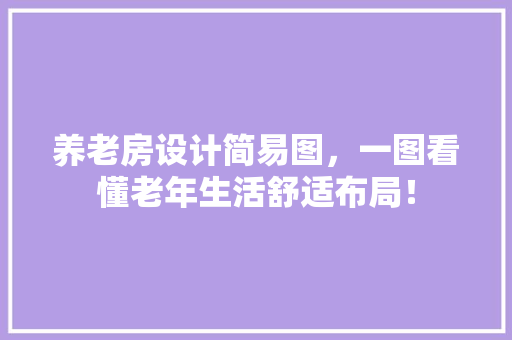 养老房设计简易图，一图看懂老年生活舒适布局！