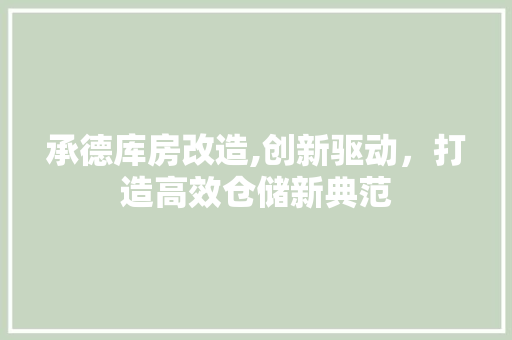 承德库房改造,创新驱动，打造高效仓储新典范