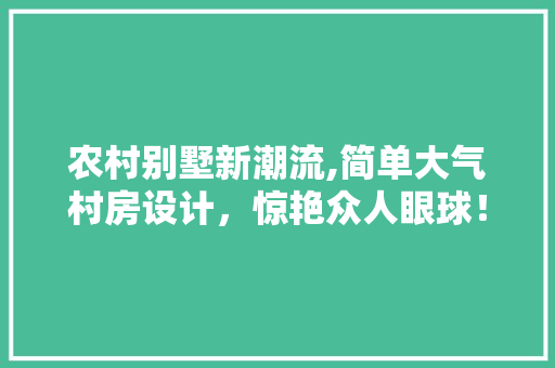 农村别墅新潮流,简单大气村房设计，惊艳众人眼球！