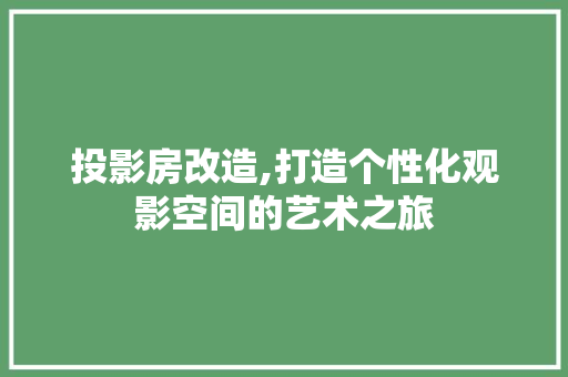 投影房改造,打造个性化观影空间的艺术之旅