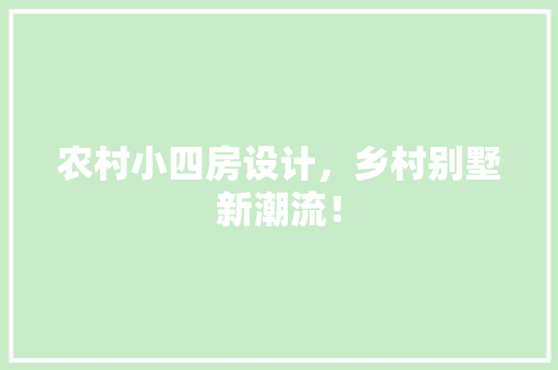 农村小四房设计，乡村别墅新潮流！