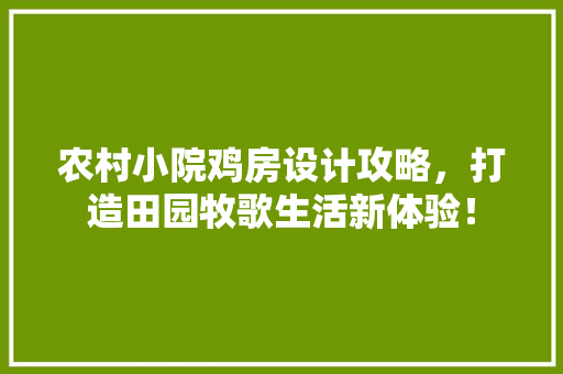 农村小院鸡房设计攻略，打造田园牧歌生活新体验！
