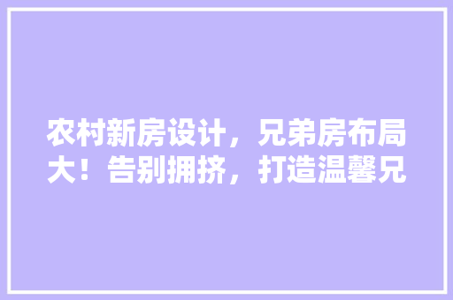 农村新房设计，兄弟房布局大！告别拥挤，打造温馨兄弟空间！