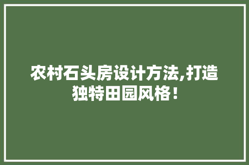 农村石头房设计方法,打造独特田园风格！