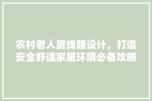 农村老人房线路设计，打造安全舒适家居环境必备攻略！