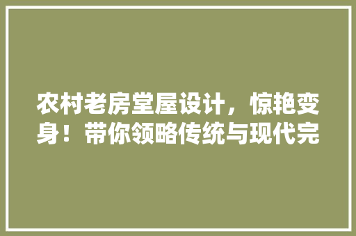 农村老房堂屋设计，惊艳变身！带你领略传统与现代完美融合的家居魅力