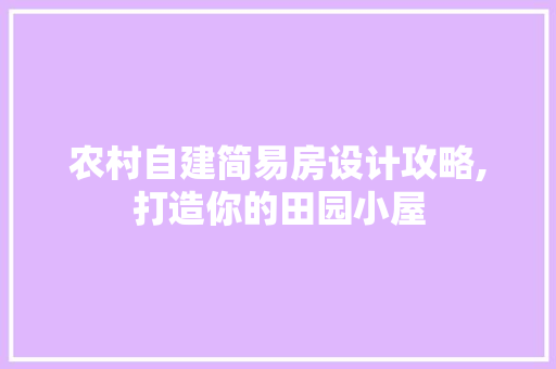 农村自建简易房设计攻略,打造你的田园小屋