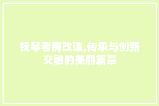 抚琴老房改造,传承与创新交融的美丽篇章