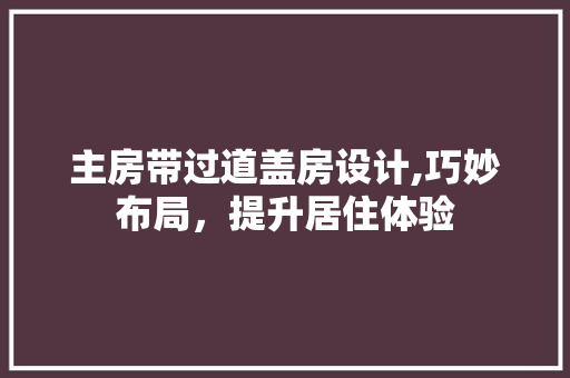 主房带过道盖房设计,巧妙布局，提升居住体验