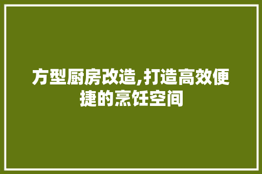 方型厨房改造,打造高效便捷的烹饪空间