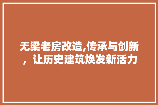 无梁老房改造,传承与创新，让历史建筑焕发新活力