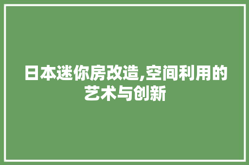 日本迷你房改造,空间利用的艺术与创新
