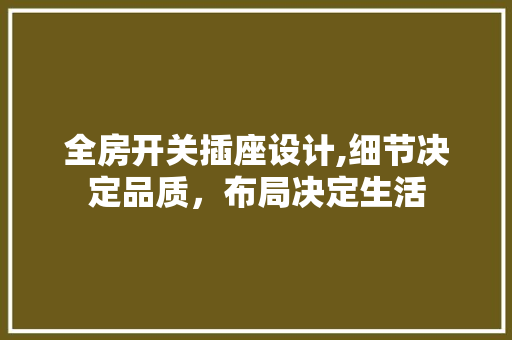 全房开关插座设计,细节决定品质，布局决定生活