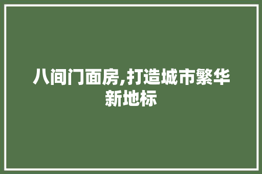 八间门面房,打造城市繁华新地标