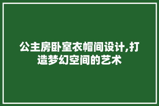 公主房卧室衣帽间设计,打造梦幻空间的艺术