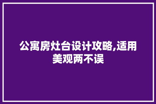 公寓房灶台设计攻略,适用美观两不误
