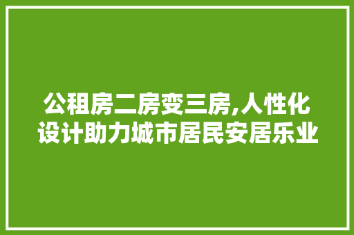 公租房二房变三房,人性化设计助力城市居民安居乐业