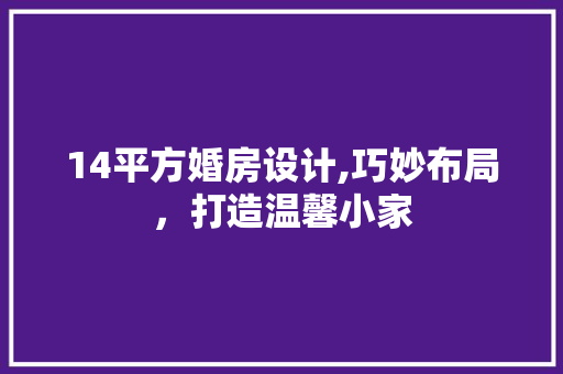 14平方婚房设计,巧妙布局，打造温馨小家