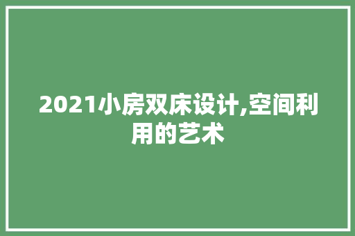2021小房双床设计,空间利用的艺术