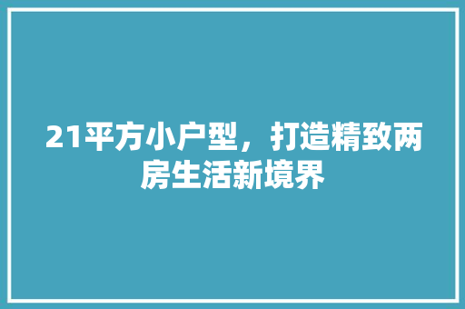 21平方小户型，打造精致两房生活新境界