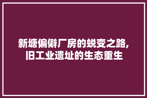 新塘偏僻厂房的蜕变之路,旧工业遗址的生态重生