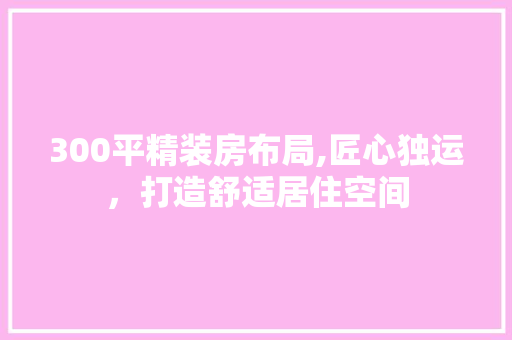 300平精装房布局,匠心独运，打造舒适居住空间