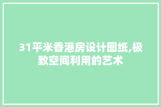 31平米香港房设计图纸,极致空间利用的艺术