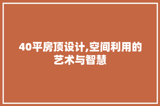 40平房顶设计,空间利用的艺术与智慧