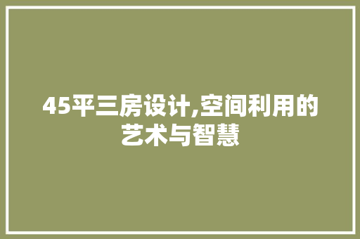 45平三房设计,空间利用的艺术与智慧