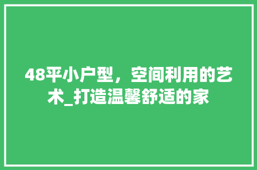 48平小户型，空间利用的艺术_打造温馨舒适的家