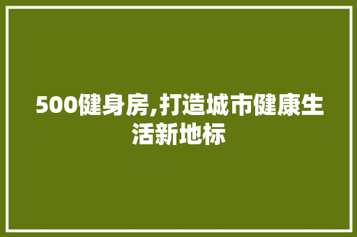 500健身房,打造城市健康生活新地标