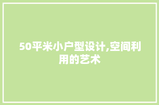 50平米小户型设计,空间利用的艺术
