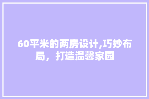 60平米的两房设计,巧妙布局，打造温馨家园