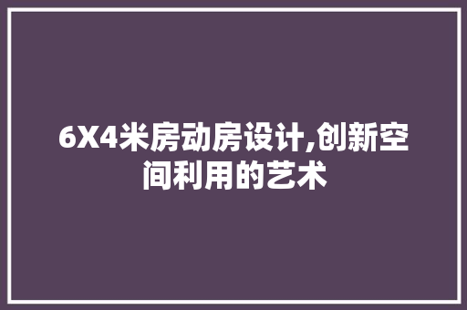 6X4米房动房设计,创新空间利用的艺术