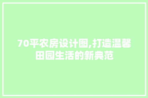70平农房设计图,打造温馨田园生活的新典范