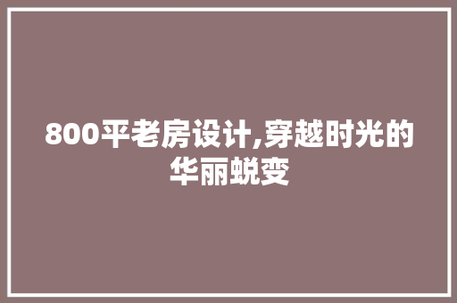 800平老房设计,穿越时光的华丽蜕变