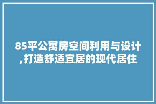 85平公寓房空间利用与设计,打造舒适宜居的现代居住空间