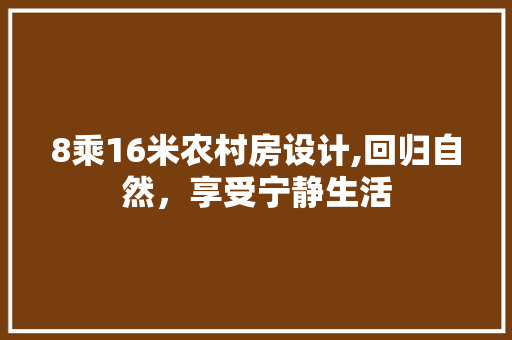 8乘16米农村房设计,回归自然，享受宁静生活